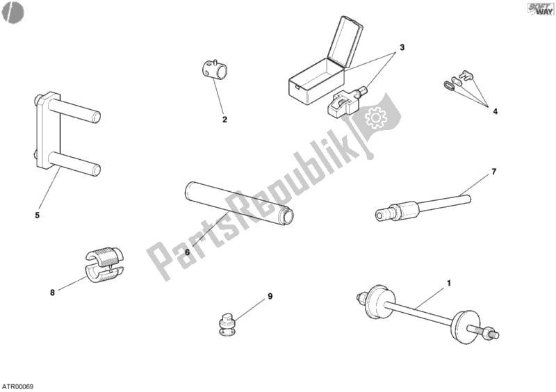 Alle onderdelen voor de Werkplaats Service Tools, Frame van de Ducati Monster 620 Dark 2005